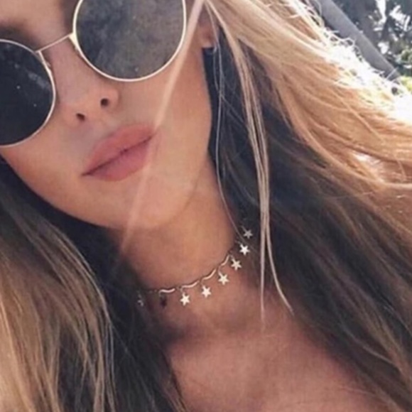 Jewelry - 'Luminary' Gold Stars Dangle Choker Necklace